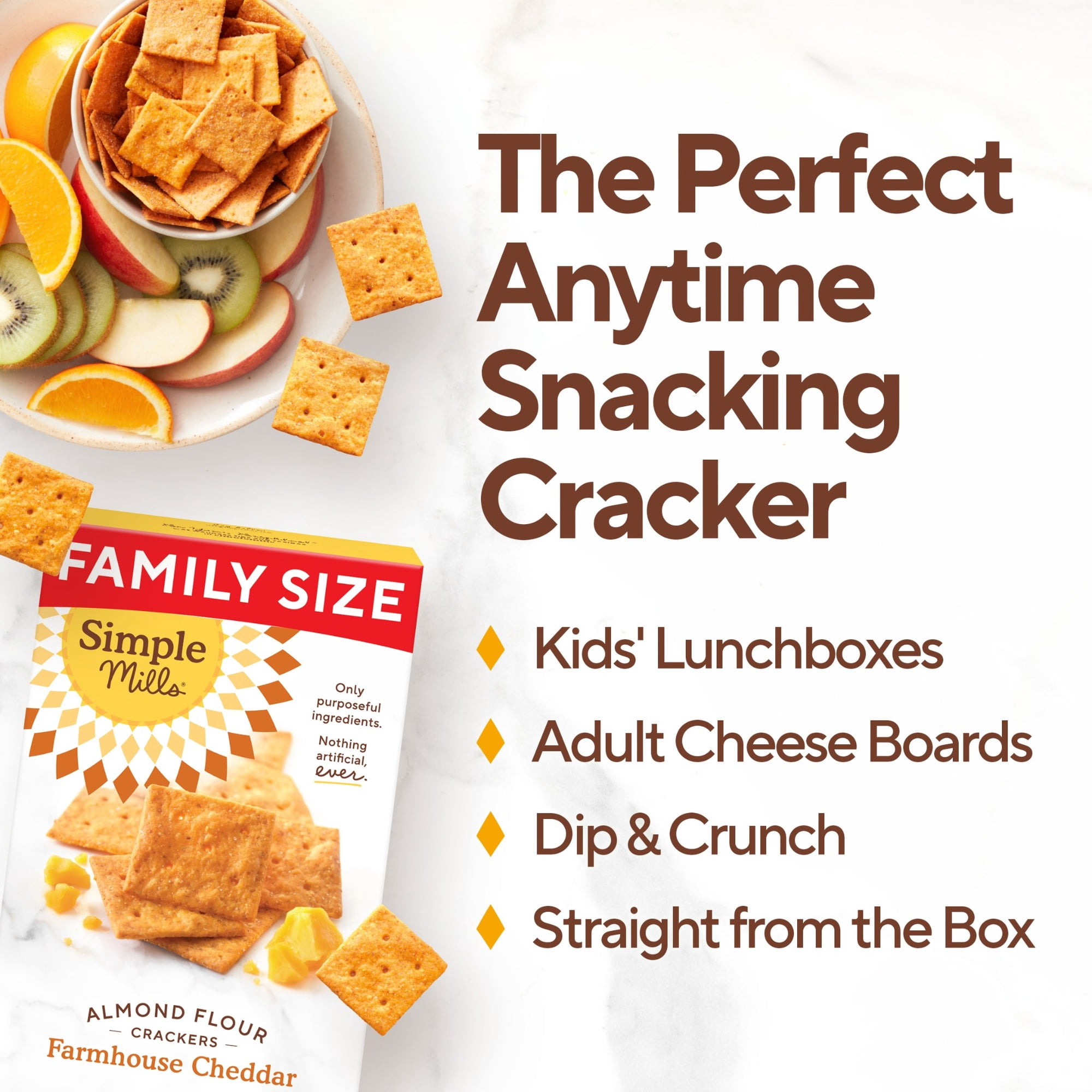 (6 pack) Simple Mills Farmhouse Gluten Free Cheddar Almond Flour Crackers, 7 oz