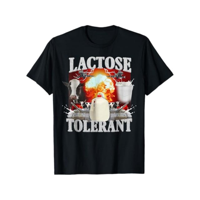 Lactose Tolerant Black Cotton T-Shirt, Men's Small, Classic Fit, Short Sleeve