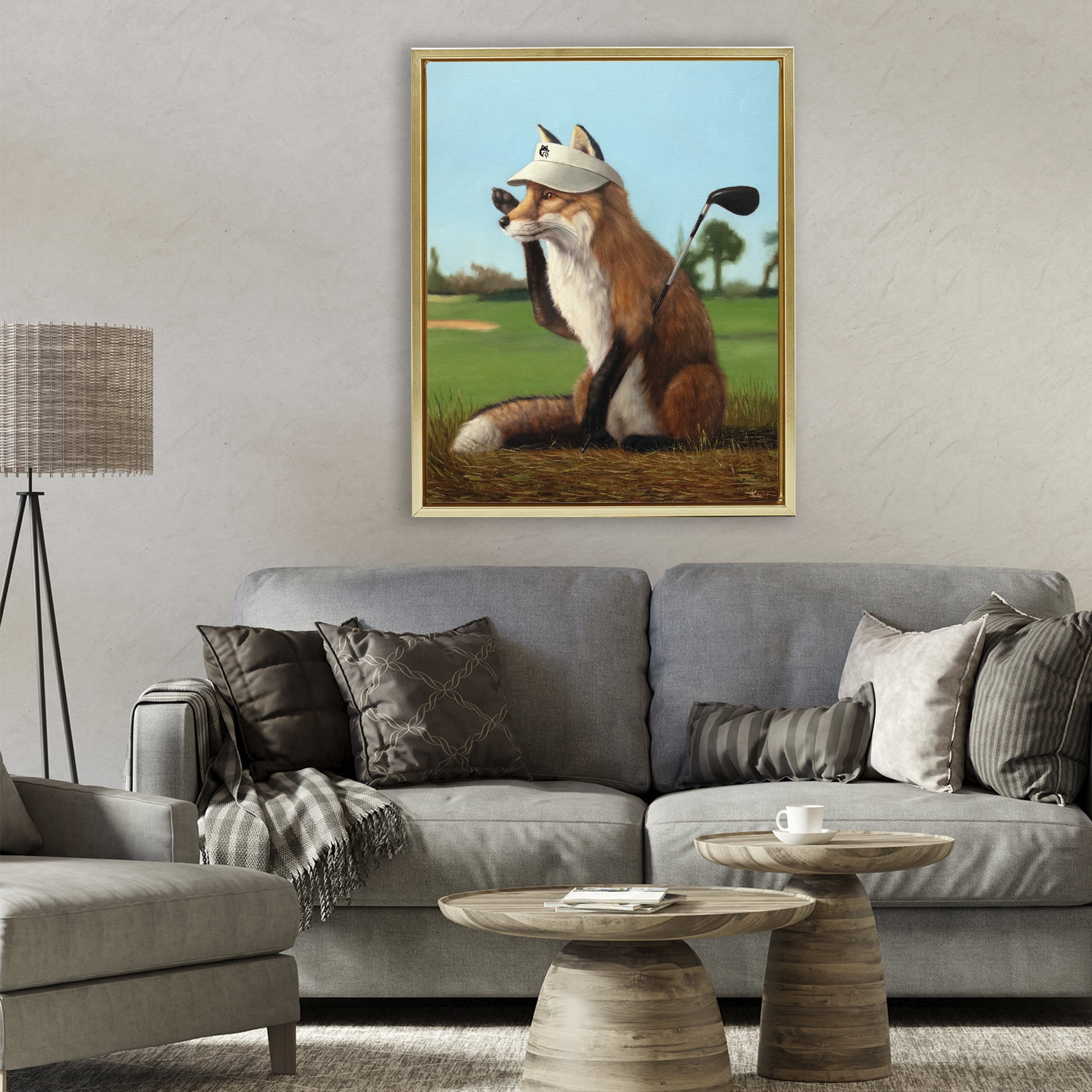 Stupell Industries Fox Drive Golfer Gold Framed Floater Canvas Wall Art, design by Lucia Heffernan