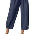 thumbnail image 5 of DYMADE Women Casual Style Cropped Pants Summer Thin Linen Plain Trousers, 5 of 5