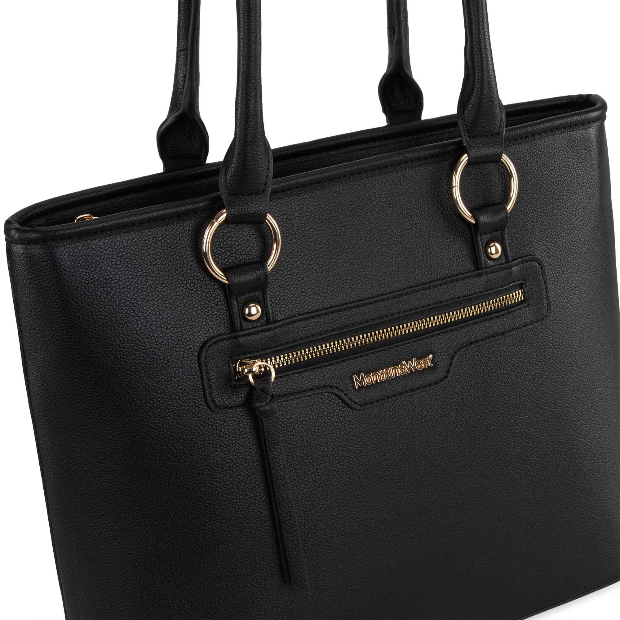 Montana West 2Pcs Handbags Set for Women Large Tote Bags Purse with Cute Crossbody bags, Black