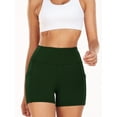 thumbnail image 3 of NELEUS Womens 4" Spandex Booty Shorts Yoga Workout Athletic Shorts High Waist with Pockets,Dark Green,US Size L, 3 of 9