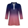 thumbnail image 7 of WFJCJPAF 2025 New Product Sexy Blouses for Women Plus Size,Women's Fashion Printed T-shirt 3/4 Sleeves Blouse Turndown Collar Casual Tops - Purple M, 7 of 7