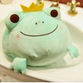 thumbnail image 3 of Rana de peluche con corona, almohada para abrazar, peluche de rana, almohada decorativa, regalo de anime para niños y amantes (verde, 35 cm), 3 of 5