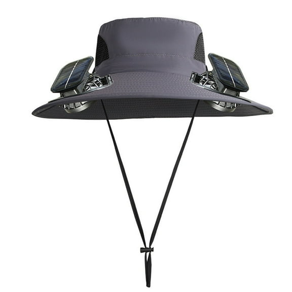 Wide Brim Solar Fan Outdoor Hat, Outdoor Wide Brim Sun Hat with 2 Solar Fan Sun Bucket Hat for Men,UPF50  Sun Fishing Hat
