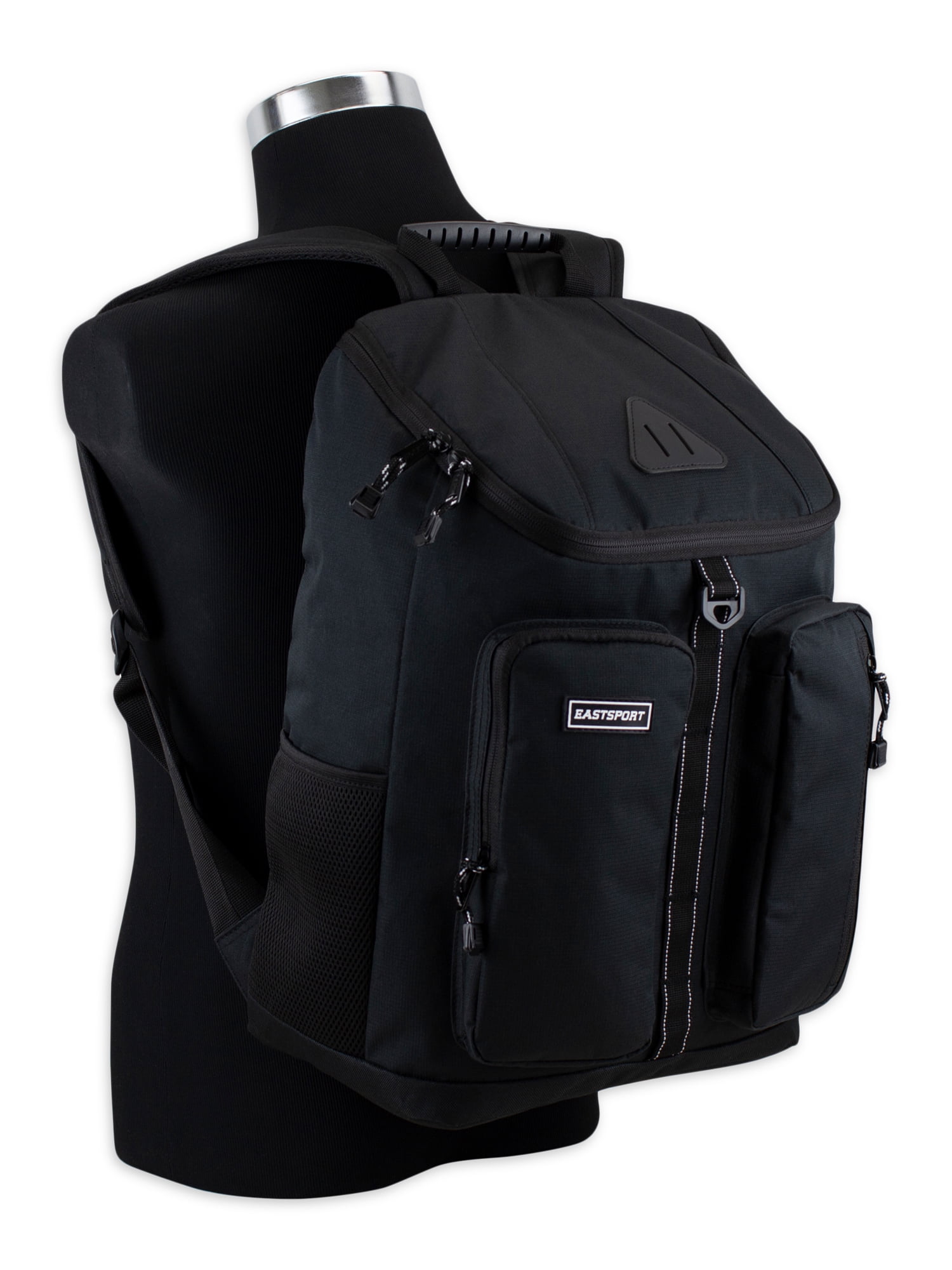 Eastsport Unisex Theo Top Loader Backpack, Black Ripstop