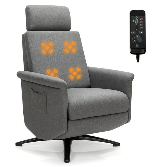 Giantex Recliner Chair w/ Vibration Massage, 360 Degree Swivel Ergonomic Sofa w/Adjustable Headrest & Footrest