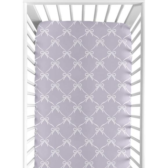 Sábana ajustable para cuna de bebé Sweet Jojo Designs Lavender Bow