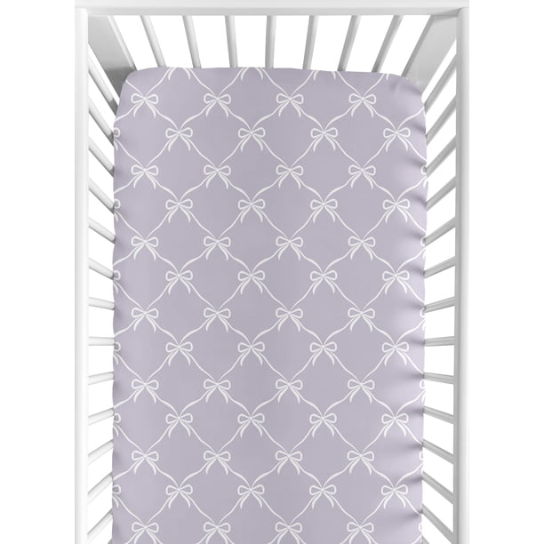 Sábana ajustable para cuna de bebé Sweet Jojo Designs Lavender Bow
