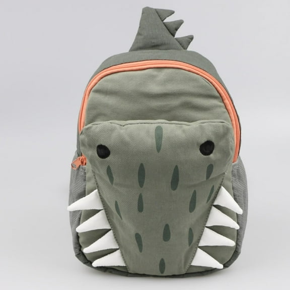 Cute Personalized Student Schoolbag Green Little Crocodile Backpack Storage for Primary Elementary School