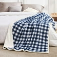 thumbnail image 5 of Sherpa Fleece Throw Blanket, Super Soft Warm Buffalo Plaid Plush Blankets and Throws, Lightweight Cozy Fuzzy Blanket for Couch Sofa Bed (NavyBlue, 50" x 60"), 5 of 6