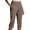 Coffee #15, variant on Women Summer High Waisted Straight Leg Petite Capris Stretch Cropped Trousers with Pockets