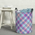 thumbnail image 2 of DouZhe Waterproof Collapsible Large Laundry Baskets, Pastel Plaid Checkered Prints Circular Hamper with Handles, 2 of 6