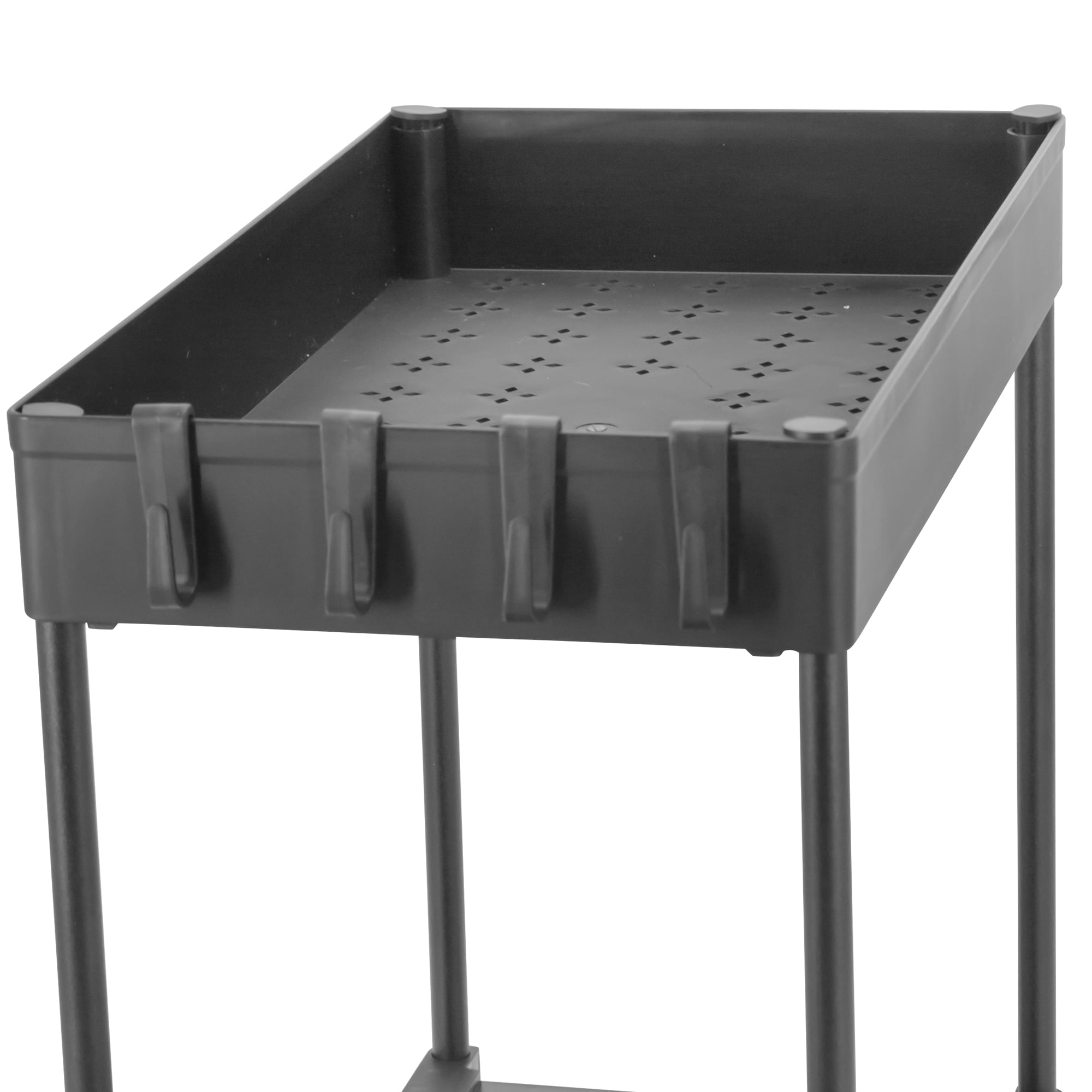 Eternal Living 2 Tier Under Sink Organizer & Storage with Drawer 4 Hooks&nbsp; for Bathroom Kitchen Organization, Black