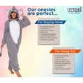 thumbnail image 5 of Sherpa Elephant One Piece - Plush Adult Animal Costume Jumpsuit by FUNZIEZ! (Gray, Medium), 5 of 6