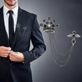 thumbnail image 6 of Men's Crown Brooch with Chains Jewelry Lapel Pin Wedding Brooch Pin Fashion for Career Suit Tuxedo Dress Tie , Black, 6 of 8