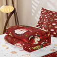 thumbnail image 4 of Erosebridal Festive Santa Claus Zipper Queen Comforter Set with Fitted Sheet and 2 Pillowcases for Girls, Red Winter Fawn Print Zipper Bedding Set, Christmas Reversible, 4pcs, 4 of 6