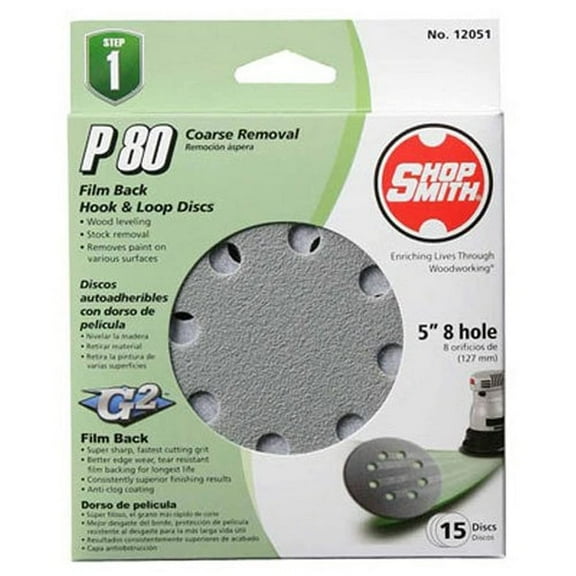 ALI INDUSTRIES 12051 8 Hole 80 25 CT Grit Disc, 5-Inch, 15-Pack