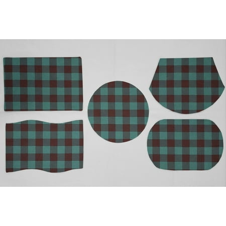 

Buffalo Check Plaid Placemats by Penny s Needful Things (Round - Set of 2) (Green)