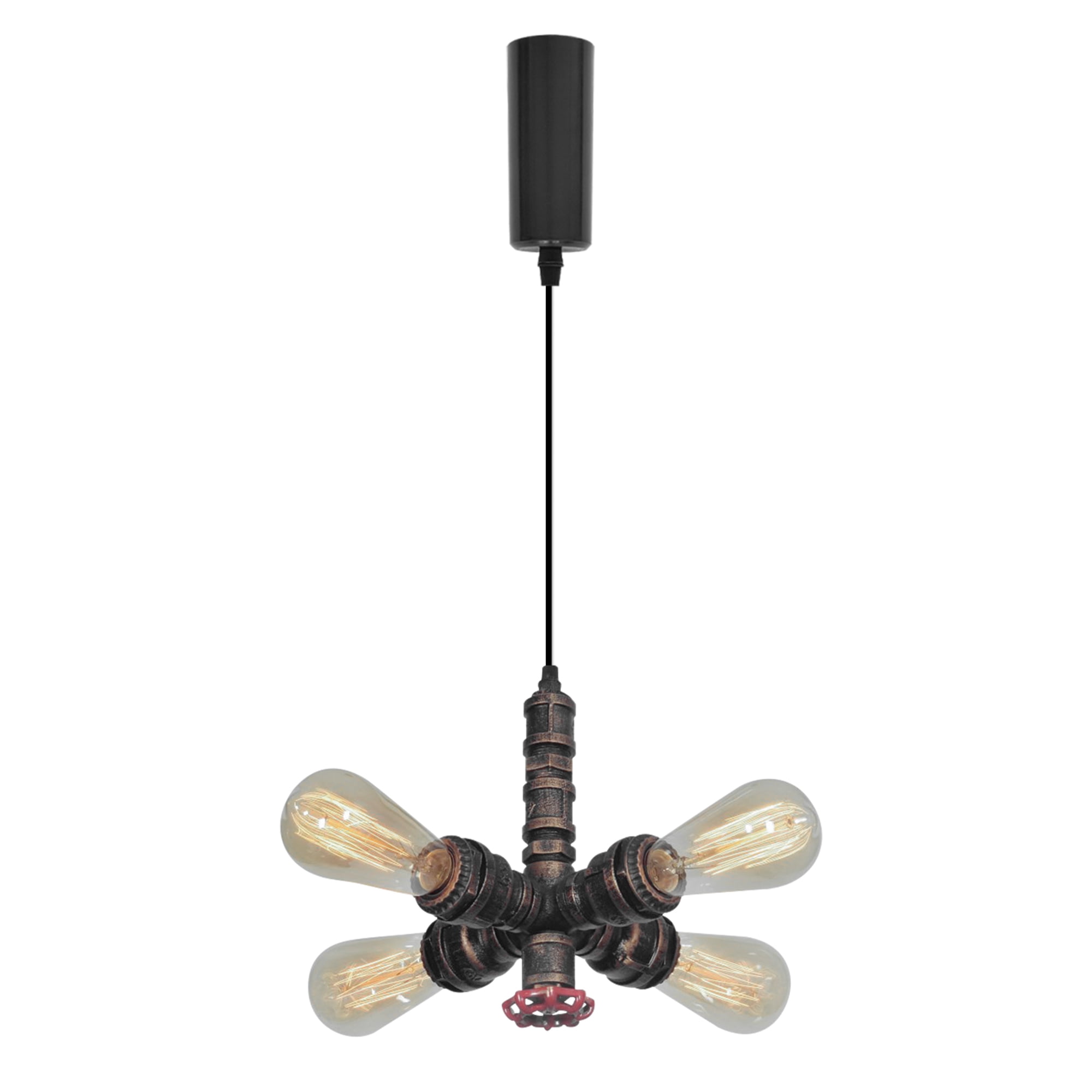 Kiven HType Track Lighting, 1Light Industrial Halo Track Pendant Light with 4 Lamp Heads