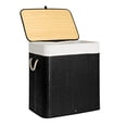 thumbnail image 6 of Household Essentials Bamboo Double Laundry Hamper with Rope Handles, Lid and Removable Machine Washable Laundry Bag, 39-Gallons, Black, 6 of 12