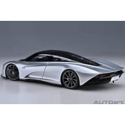 McLaren Speedtail Supernova Silver Metallic with Black Top and Suitcase Accessories 1/18 Model Car by Autoart