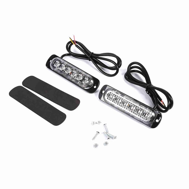 2 luces estroboscópicas de advertencia de emergencia para coche y camión, 12 V, 6 LED, color ámbar
