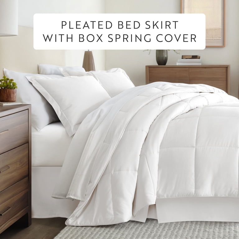 Tailored Pleated Bed Skirt Queen White photo 2