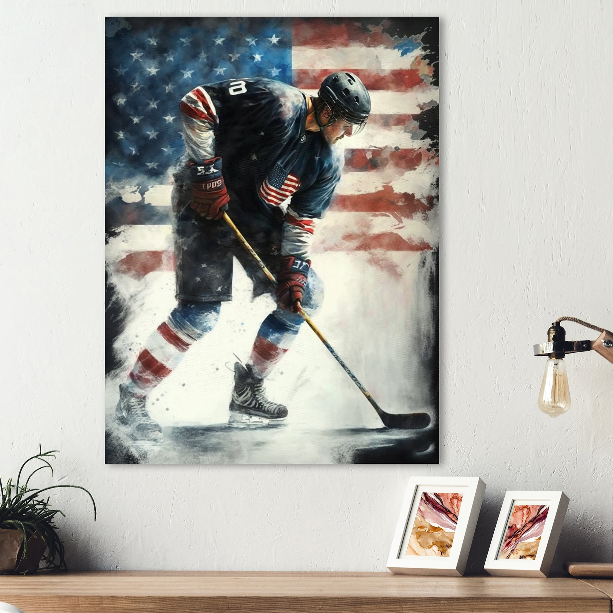 Designart Hockey Player On Ice I Canvas Wall Art