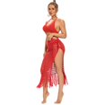 thumbnail image 4 of Sngxgn Women's Casual High Waist Skirt Split Trim Midi Skirts(Red,L), 4 of 5