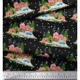 thumbnail image 2 of Soimoi Rayon Fabric House,Snowfall & Tree Nature Print Sewing Fabric Yard 56 Inch Wide, 2 of 3