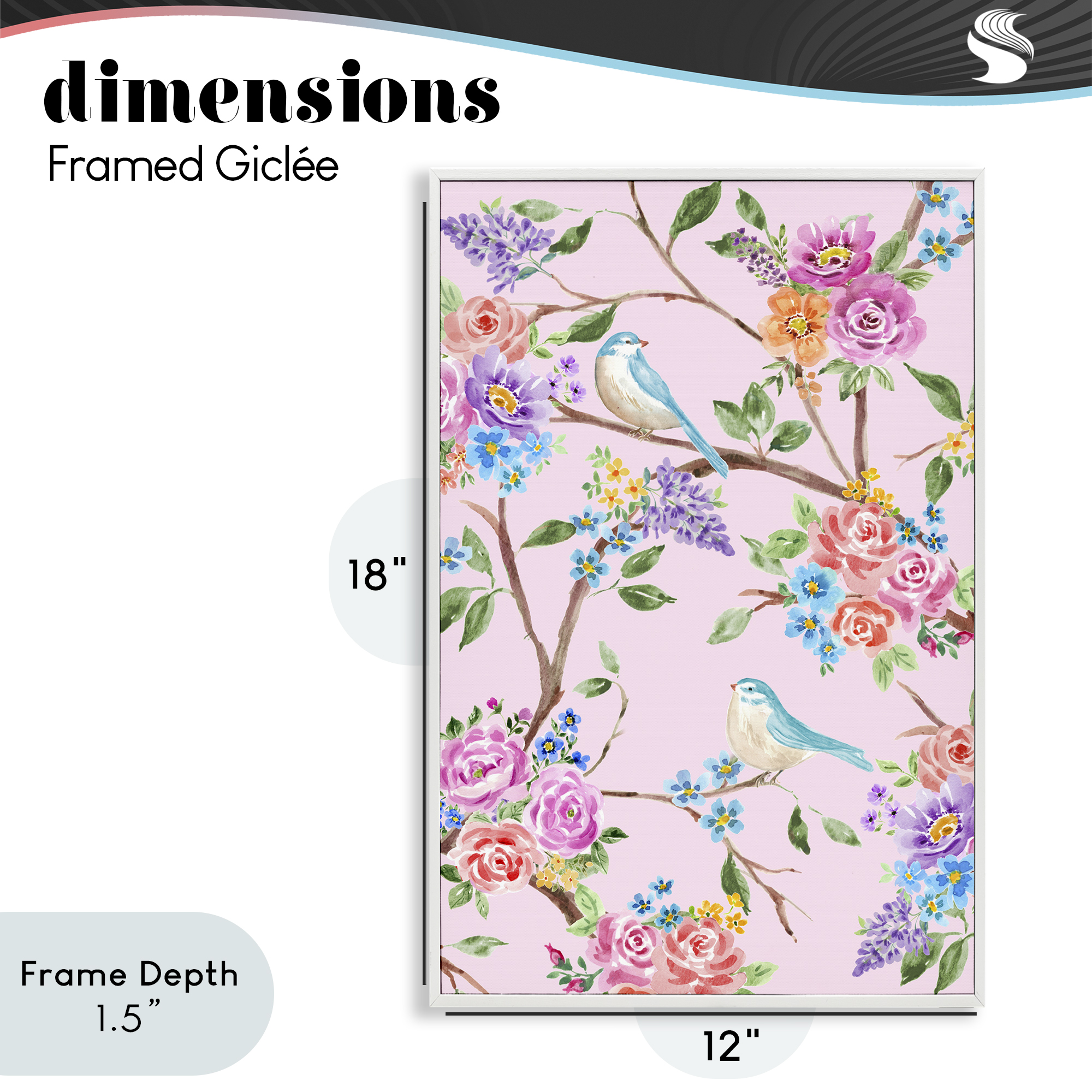 Stupell Industries Pink & Blue Spring Florals White Framed Giclee Art, design by Corinne Haig