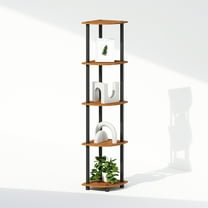 Furinno TURN-N-TUBE 5-Tier Corner Display Rack Shelving Unit Light Cherry Oak