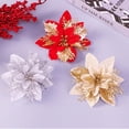 thumbnail image 2 of Flores artificiales con purpurina para decoración de árbol de Navidad, adornos de Feliz Año Nuevo, flores falsas, 2023, 2 of 4