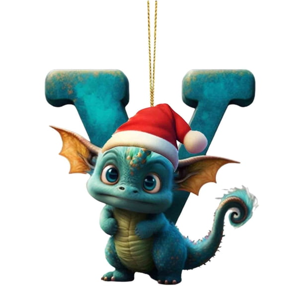 XWSHYW Decoraciones Navideñas Colgante Navideño y Letras de Dinosaurio para Bebé, Acrílico Plano, para Árbol de Navidad, Decoración Del Hogar