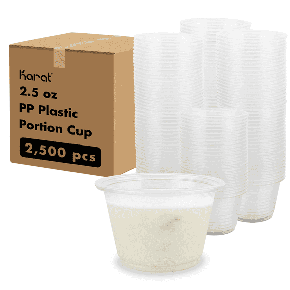 Karat 2.5oz PP Plastic Portion Cups, Clear - 2,500 pcs