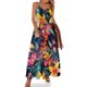 thumbnail image 1 of Vestido largo con estampado de lirios y flores, con tirantes y diseño geométrico, para uso urbano, informal, largo, de verano, con escote en V y tallas grandes, 1 of 7