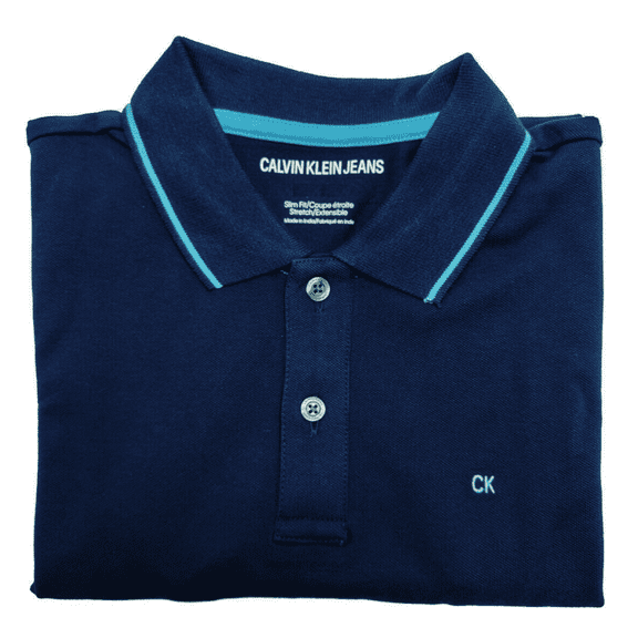 Calvin Klein Men's Slim Fit Short Sleeve Mesh Polo Shirt Peacoat Size S