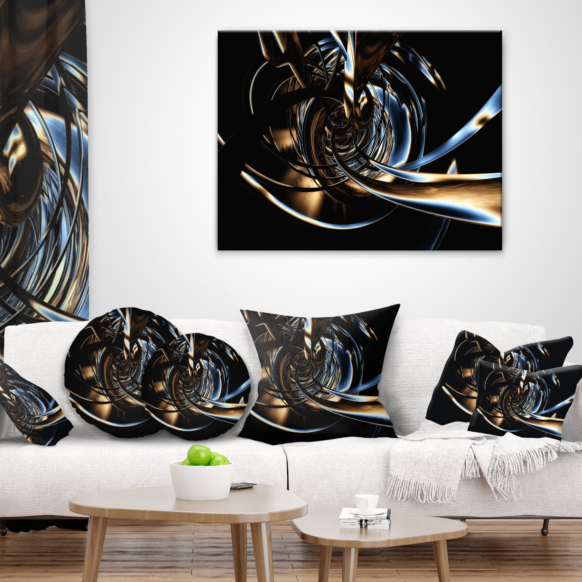Designart Fractal 3D Tangled Stripes - Contemporary Throw Pillow - 18x18