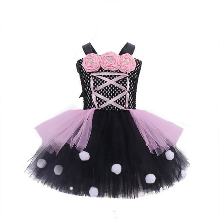 

XIEULQP Baby Girl Clothes Girls Halloween Lace Dress Kids Lace Short Sleeve Princess Dresses Bridesmaid Pageant Halloween Dress Up Summer Dress Pink
