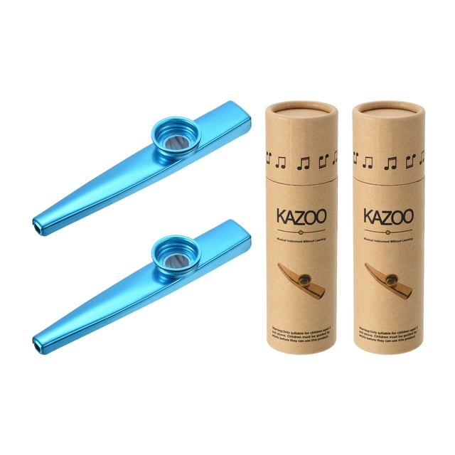 Unique Bargains Blue Kazoo Musical Instrument Aluminum Alloy with Beautiful Cylindrical Box 2 Pack