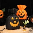 thumbnail image 5 of Cute Pumpkin Drawstring Bags, Cute Halloween Decorations Candy Bags, Goodie Treat Bags with Drawstrings for Halloween Party Supplies (1 Pcs) 6.7x3.1x7.9", 5 of 9