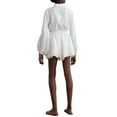 thumbnail image 6 of Liacowi 2Pcs Women Juniors Summer Short Pants Set Lapel Neck Long Sleeve Shirt High Waist Shorts Casual Cotton Linen Outfit, 6 of 7