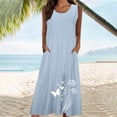 thumbnail image 4 of TIMIFIS Maxi Robes pour Femmes Robe d'Été de Plage Coton Lin Col Rond Sans Manches Longues Robes Grande Taille Camisole Chemises Robe avec Poches, 4 of 5