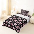 thumbnail image 3 of Erosebridal Black Pink Buffalo Bow Twin Sheet Sets for Girls, Cute Ribbon Bedding, 3pcs, 3 of 6