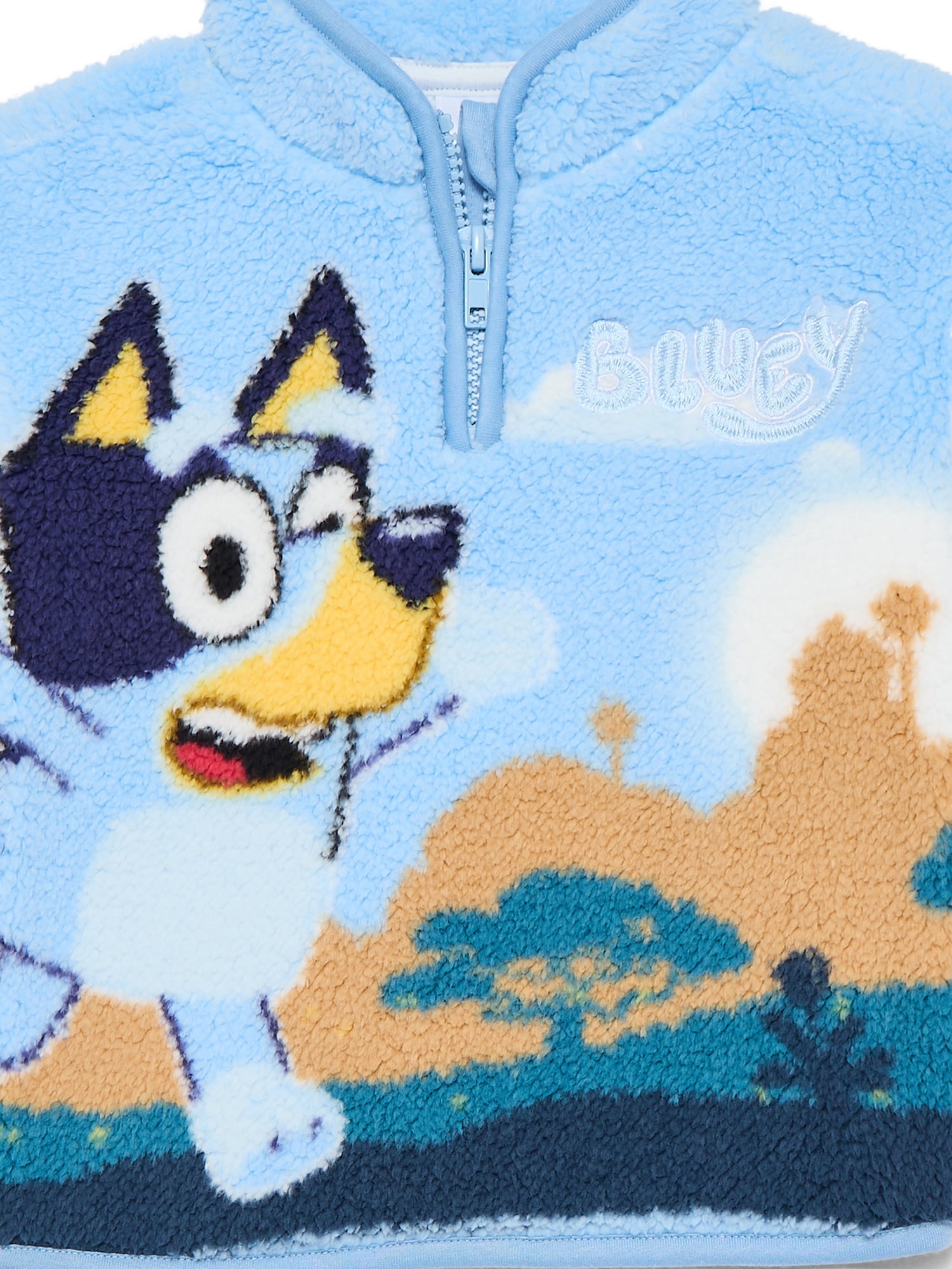 Bluey Toddler Boys Plush Graphic Half Zip Sweatshirt, Sizes 12M-5T