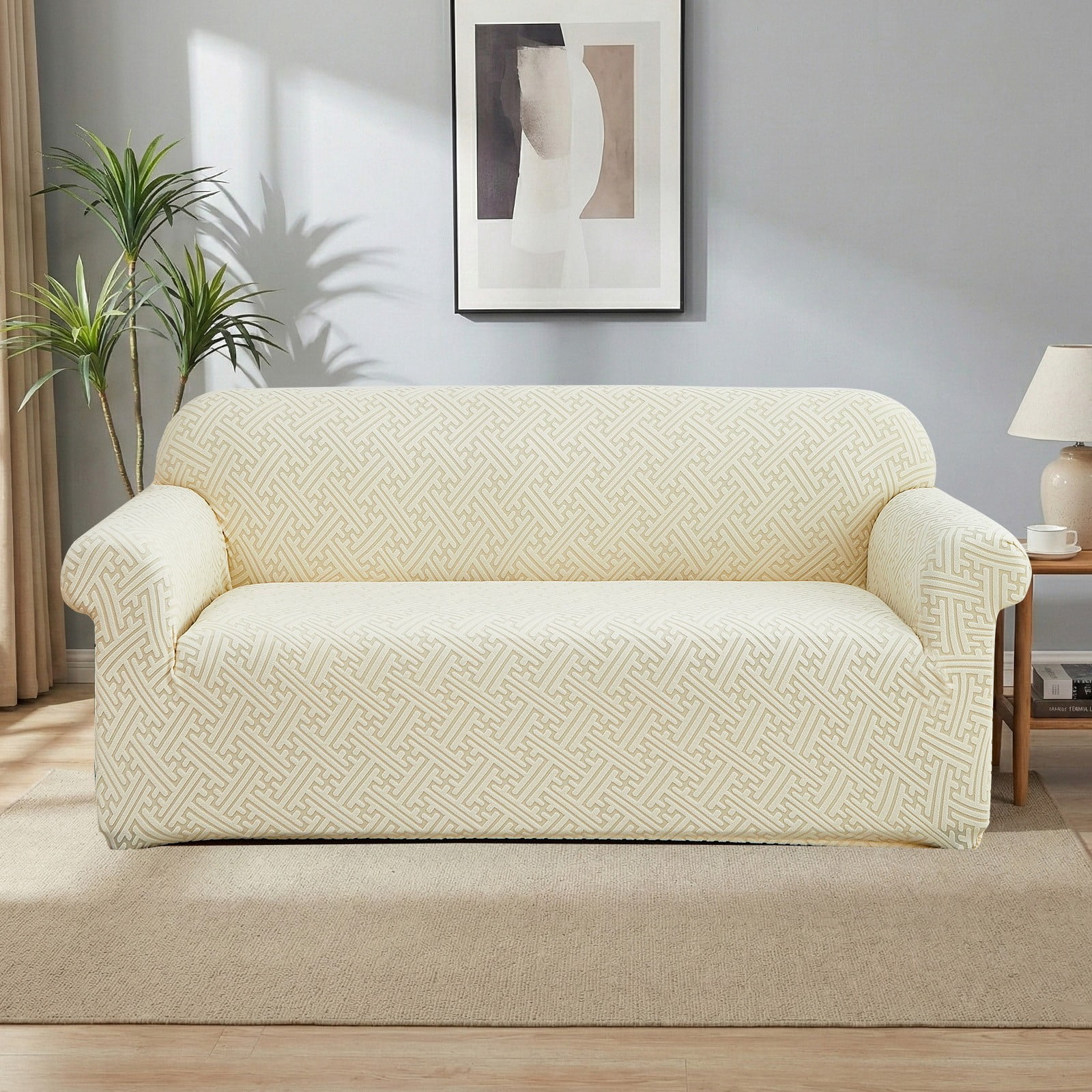 ANMINY Elastic Sofa Cover Full Coverage Sofa Slipcovers Thick Jacquard Fabric Non-Slip Couch Protect 1-Seater (35"x55")