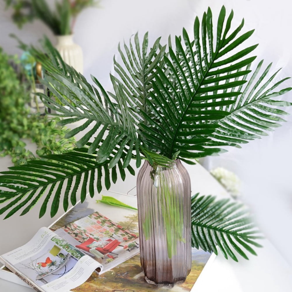 Limei 12 Pack Palm Artificial Plants Leaves Decorations Faux Large Tropical Palm Leaves Imitation Ferns Artificial Plants Leaf for Home Kitchen Party Flowers Arrangement Wedding Decorations (Green)