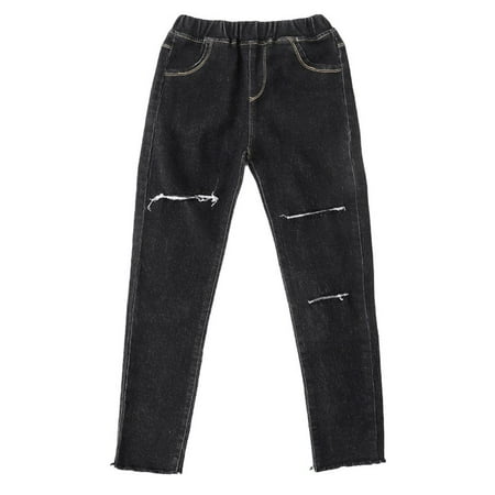 

Autumn Spring Children s Ripped Jeans Girls Elastic Waist Skinny Denim Pants Stretchy Pants Jeggings Slim Fit Pencil Pants 3-8 Y