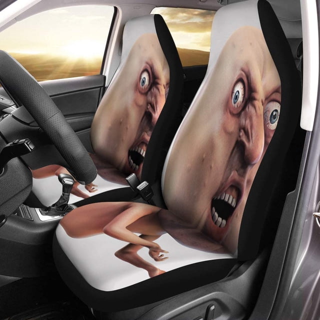 ABPHQTO Juego de 2 fundas para asientos de coche Angry 3D Internet Meme Why You No Rage Face Protector universal para asientos delanteros de coche apto para coche, SUV sedán, camión